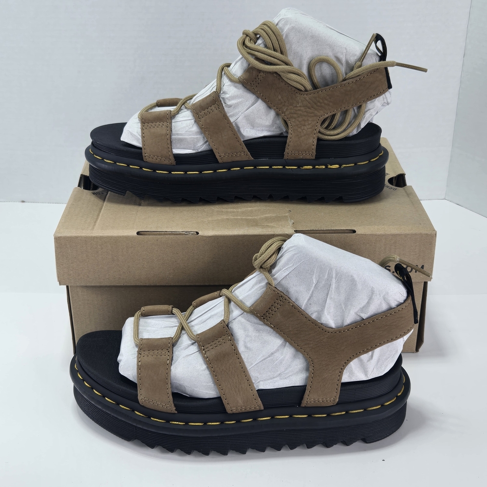 Dr. Martens Nartilla Gladiator Tan Tumbled Nubuck Leather Platform Sandal Size 7 - Picture 4 of 11